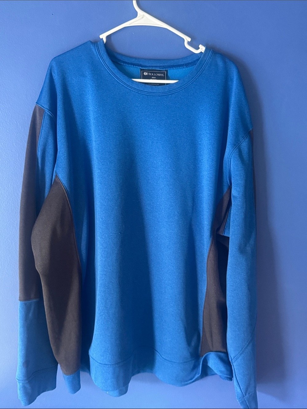 Men's Blue Crewneck Sweater with Black Panels